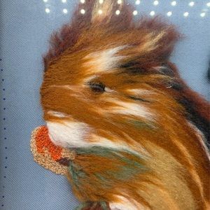 Framed fabric squirrel with krewel